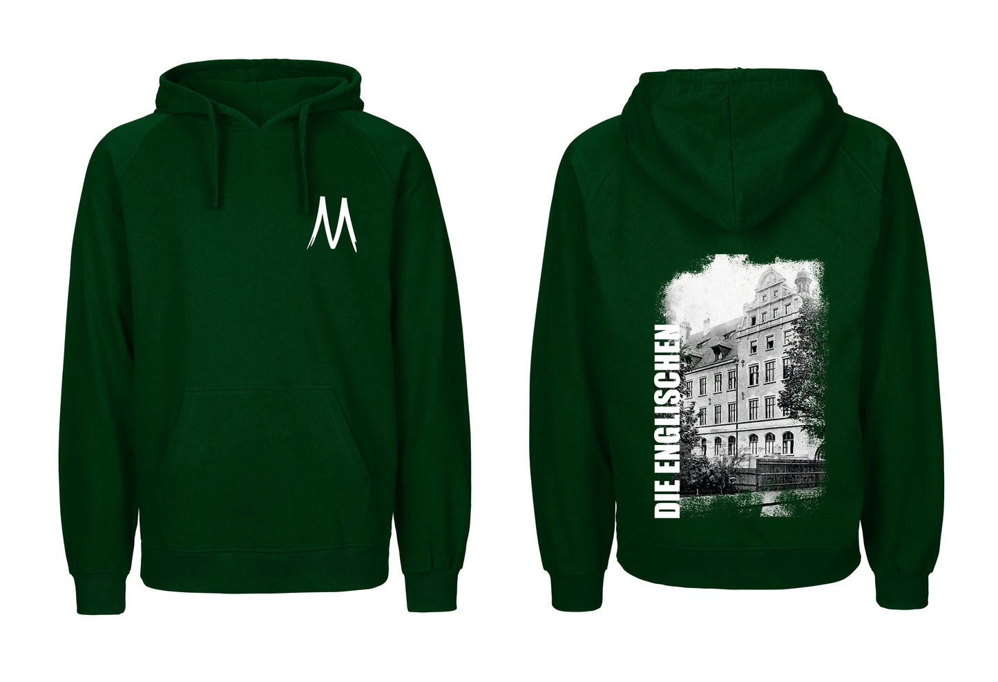 Hoodie mit Rückenprint "Schulgebäude" - Herren