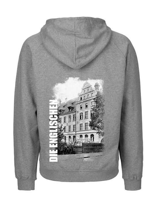 Hoodie mit Rückenprint "Schulgebäude" - Herren