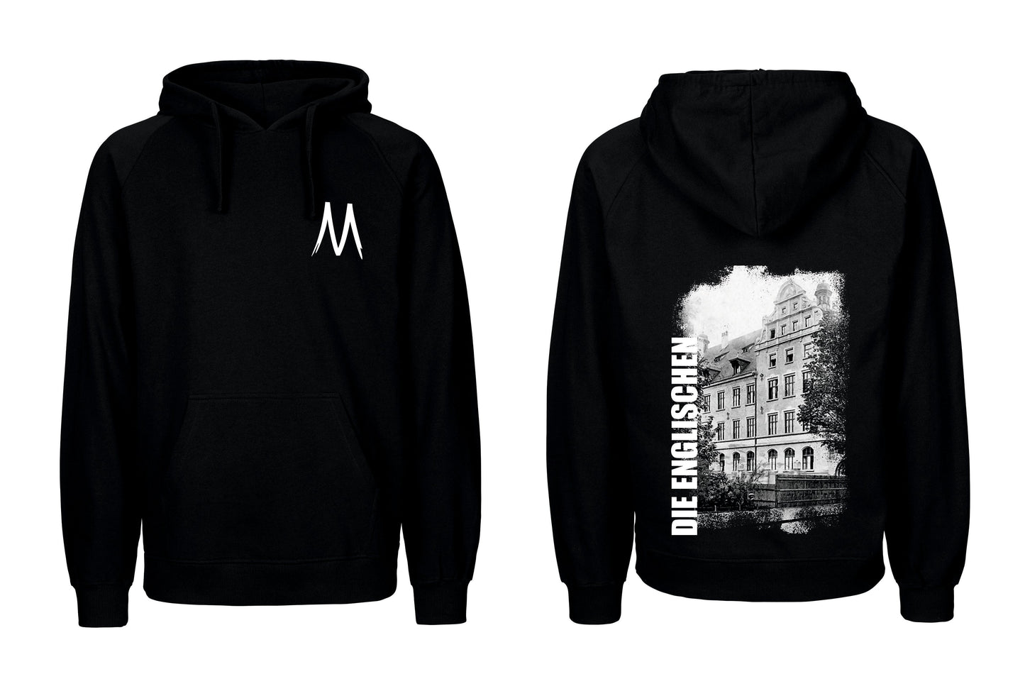 Hoodie mit Rückenprint "Schulgebäude" - Herren
