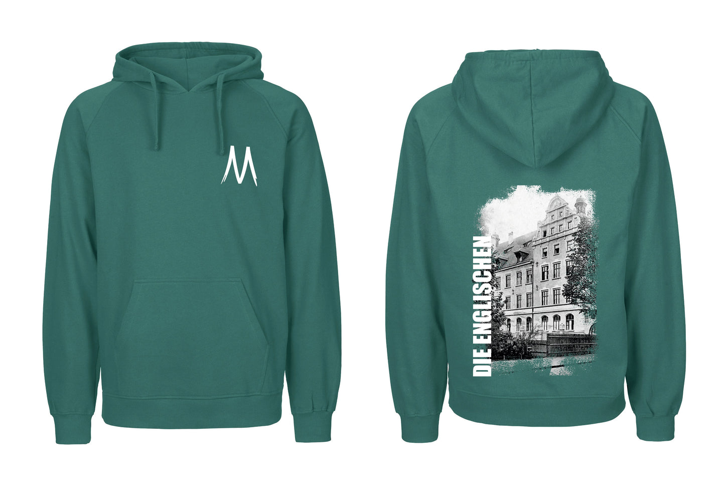 Hoodie mit Rückenprint "Schulgebäude" - Herren