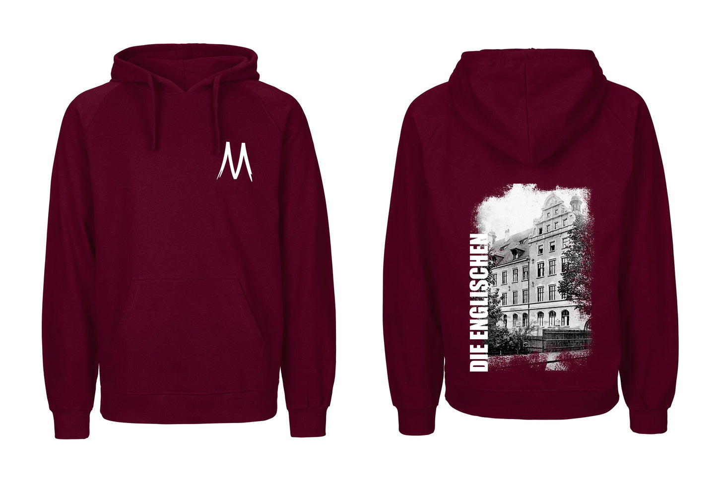 Hoodie mit Rückenprint "Schulgebäude" - Herren