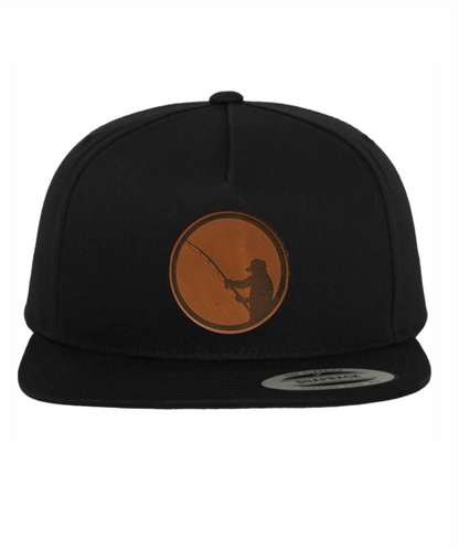 Angler-Cap mit geradem Schirm und Lederpatch