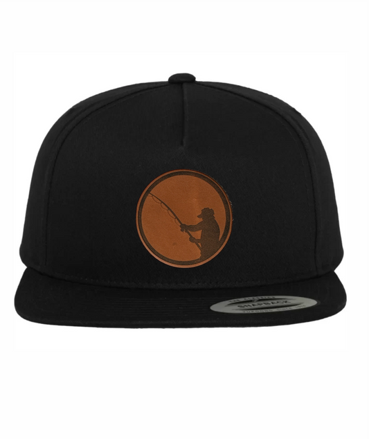 Angler-Cap mit geradem Schirm und Lederpatch