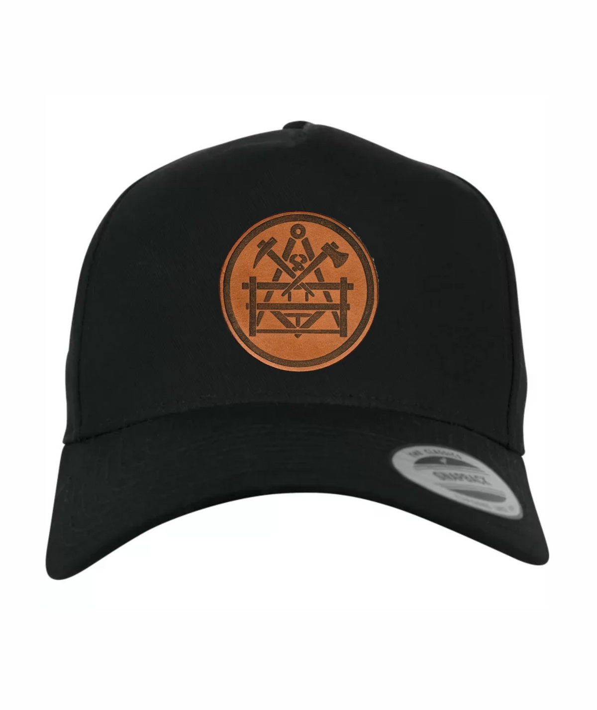Betonbauer-Cap mit gebogenem Schirm und Lederpatch