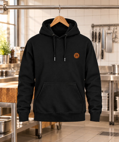 Metzger Hoodie am Kleiderbügel in einer Metzgerei – Workaholicz