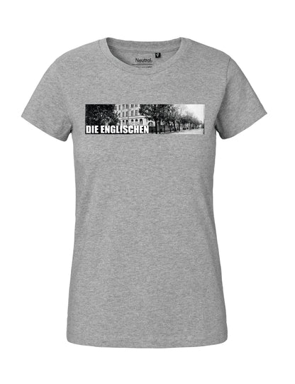 Shirt mit Brustprint "Schulgebäude" - Damen